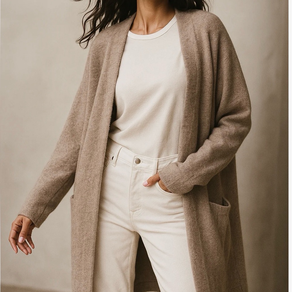 Max Sport Max Mara Buff Longline Maxi Cardigan NWT | Neutral Urban Luxe Knit